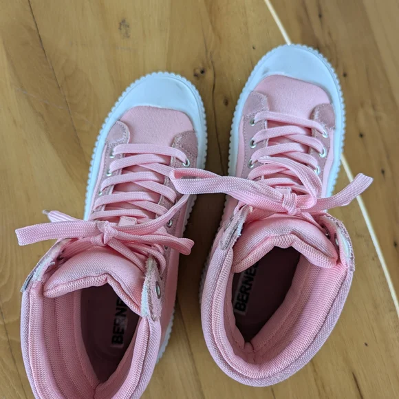 Women's Pink Canvas High-Top Sneakers - Picture 4 of 7